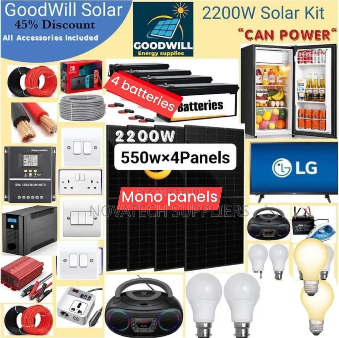 2200W Solar System Full Kit/ Mono Panels