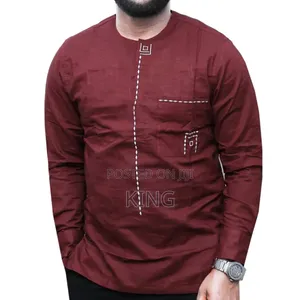 African Wear Maroon Extra Ordinary Linen Kitengi Shirt
