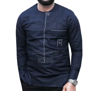 Pearl African Wear Navyblue Kitengi Shirt. Aura