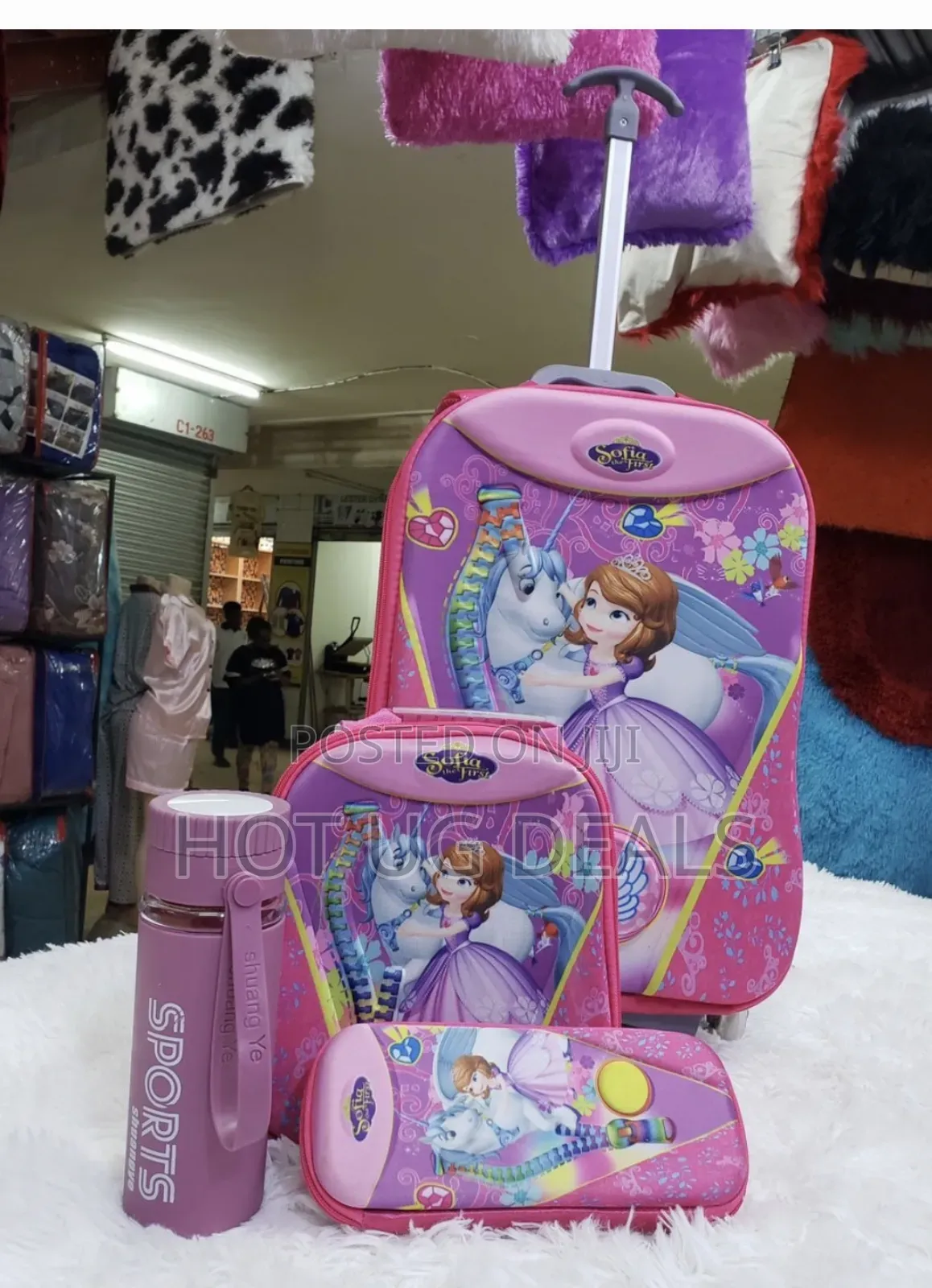 Three Piece Schoolbag Backpack With Printed Characters