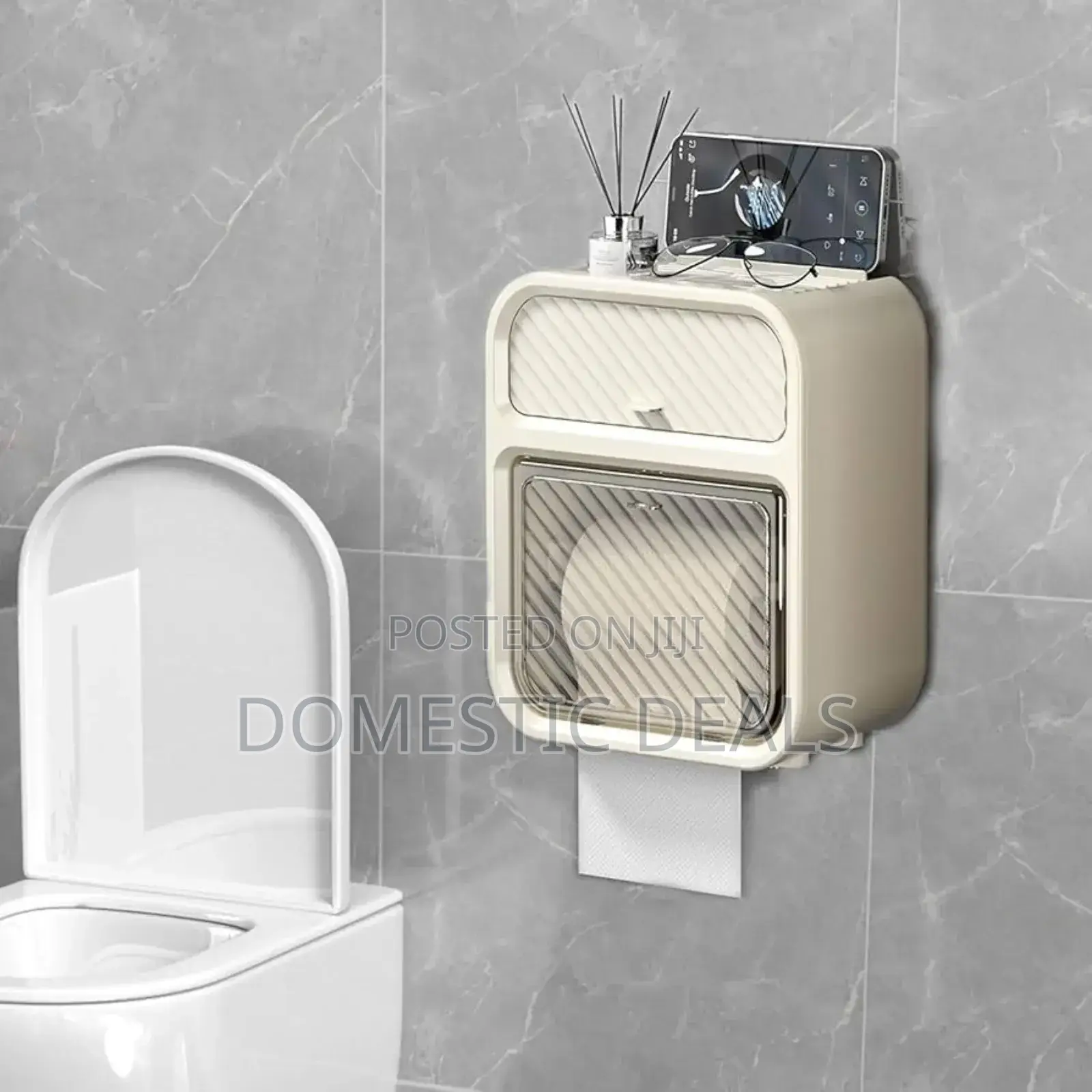 Wall Mount Toilet Roll Dispenser Organizer