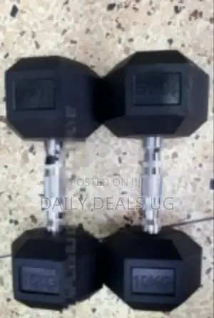Rubber Black 10kg Dumbbell Set