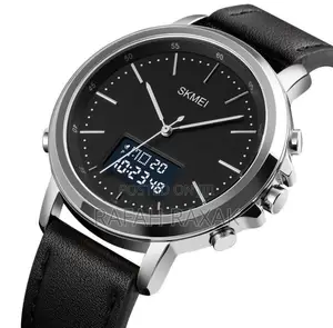 Original Black SKMEI Analog Digital Quartz Leather Watch
