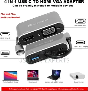 Usb-C Hub 4 in 1 Usb C Vga Hdmi Adaptor