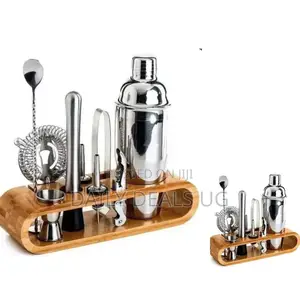 Wooden Base Cocktail Shaker Bottle