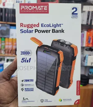Promate(5 in 1) 20000mah Solar Power Bank