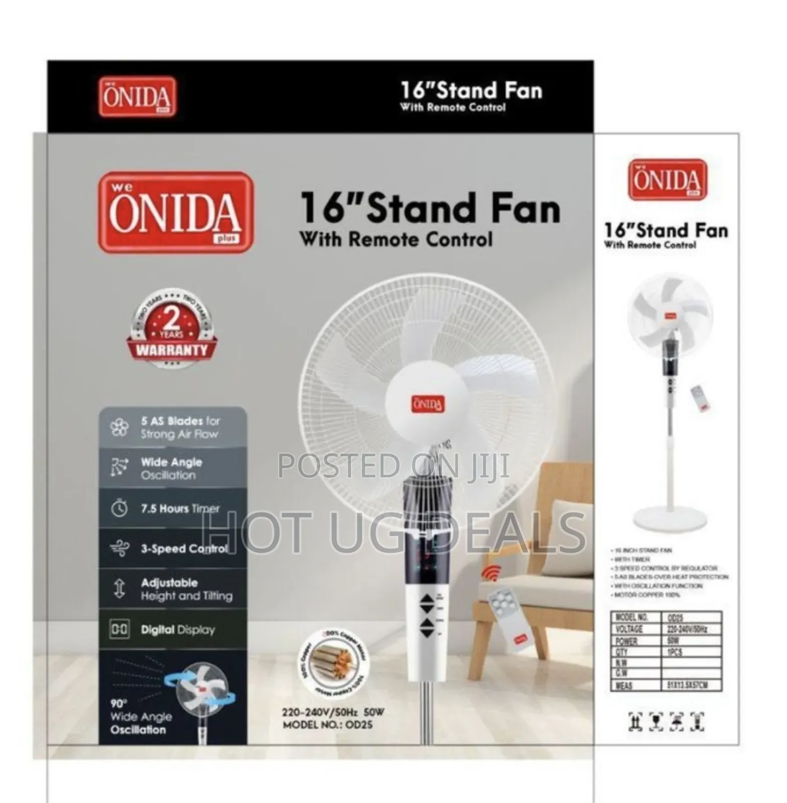 Onida Plus 16" Stand Fan With Remote Control Oscillating