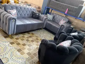 A Classy Sofa Set in Gray and Black Color Readily Available