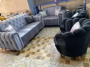 A Classy Sofa Set in Gray and Black Color Readily Available