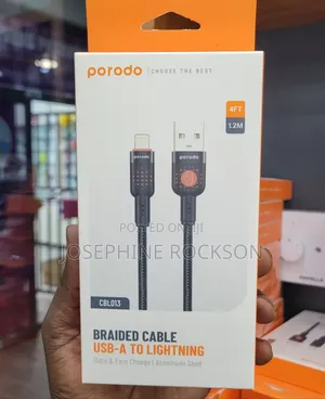 Porodo Braided Cable USB a to Lightning