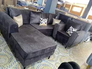 L Sofa Bed in Dark Gray Color With Fiber Cushions Available