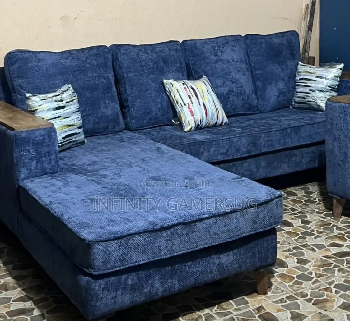 A Simple L Sofa Bed in Blue Color Available
