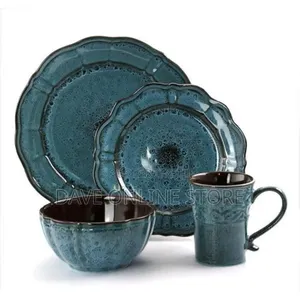 24 Pieces Colourful Ceramic Dinnerware Set With Design-