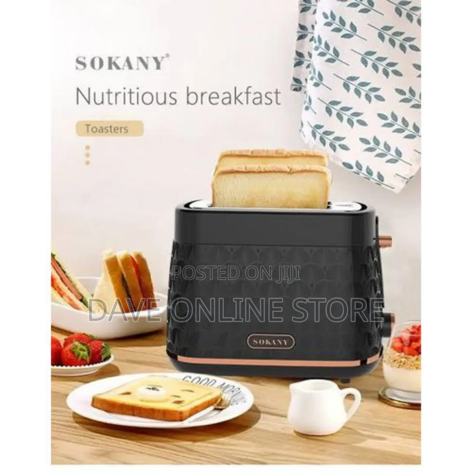 Sokany 2 Slices Electric Bread Toaster-Black