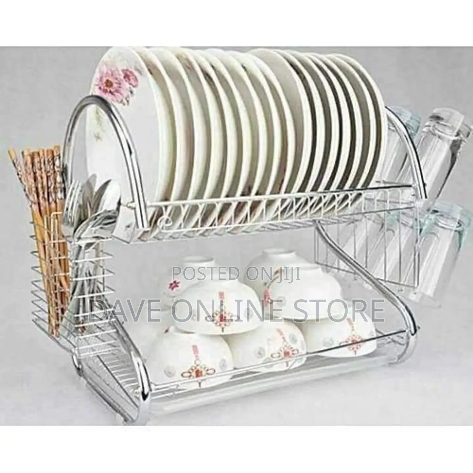 2 Tier Stainless Steel Dish Rack for Draining Utensils