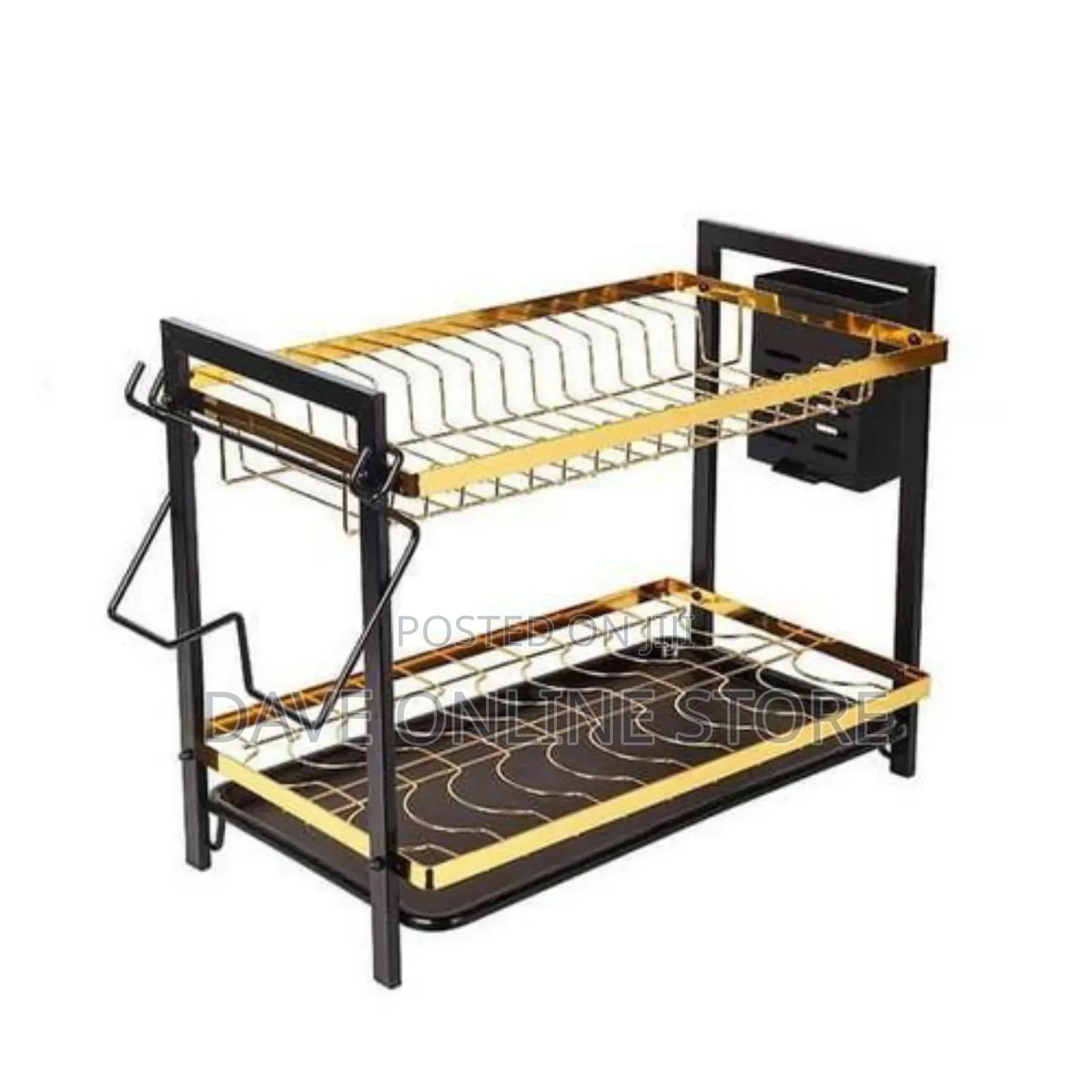 2 Tier Dish Drying Rack Bowl Plate Drainer With Drip Tray,