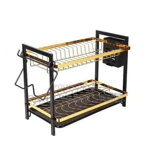 2 Tier Dish Drying Rack Bowl Plate Drainer With Drip Tray,