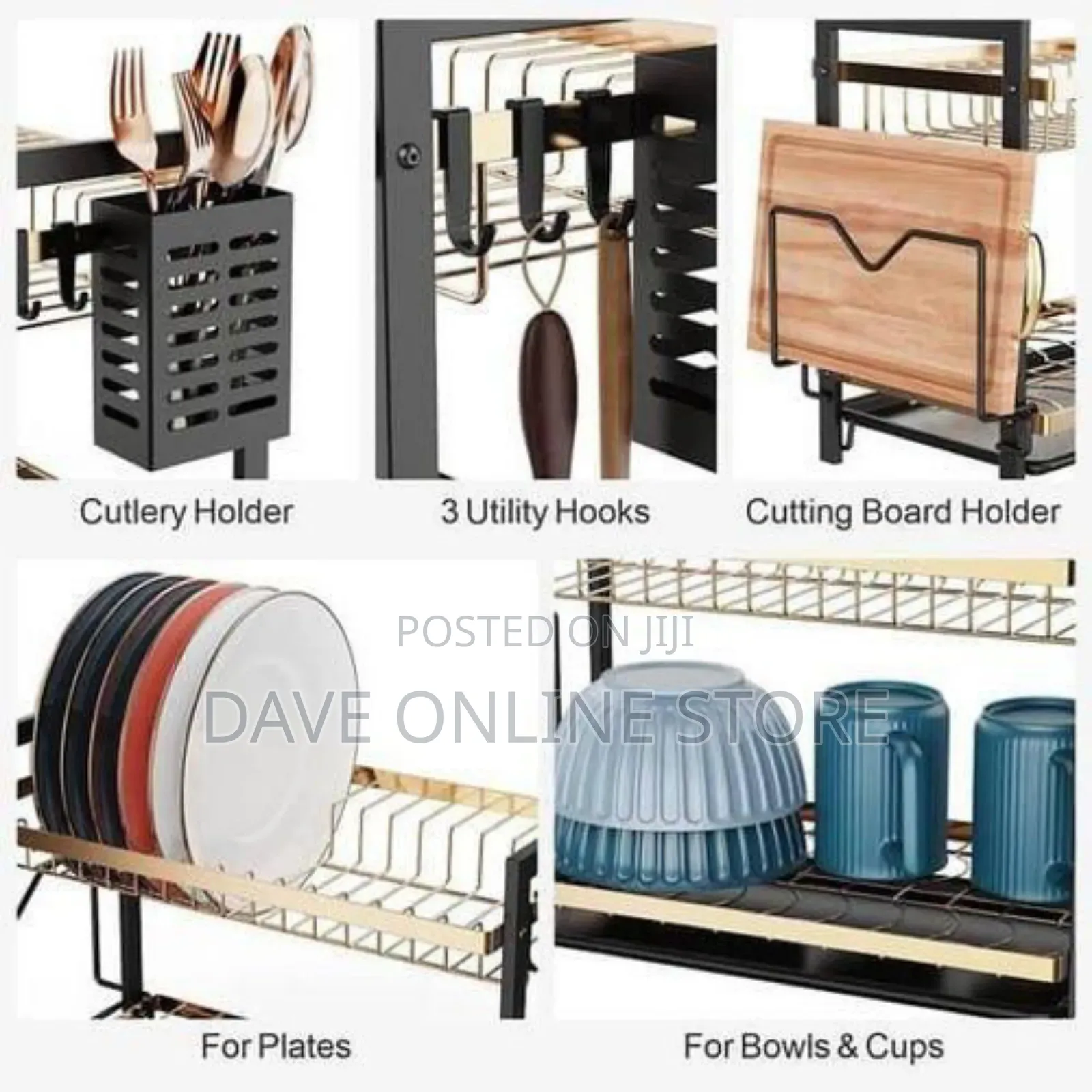 2 Tier Dish Drying Rack Bowl Plate Drainer With Drip Tray,