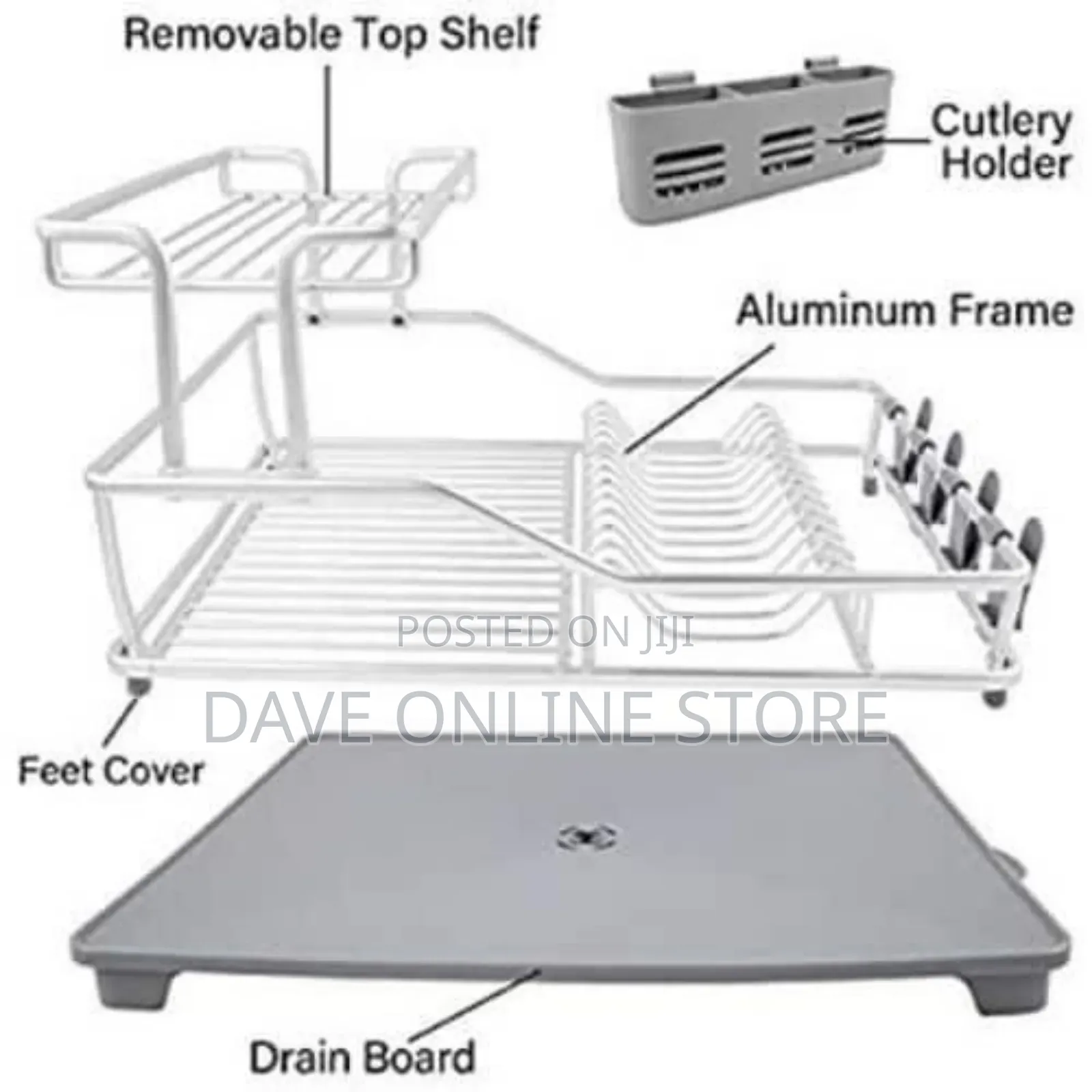 Heavy Duty Alluminium Dish Rack for Draining Utensils