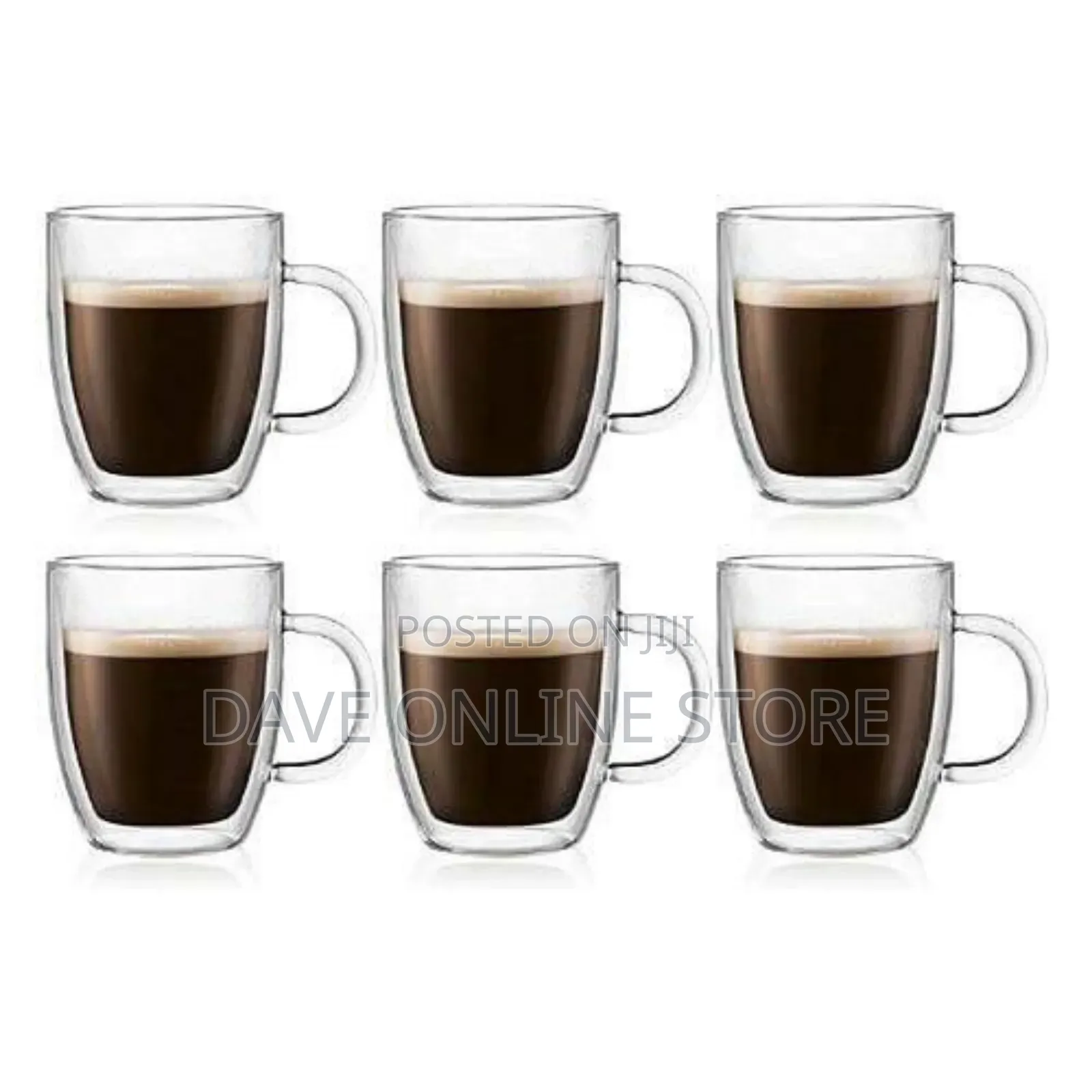 6 Piece Double Wall Glass Coffee Mugs Set , 8oz Tea Cups,