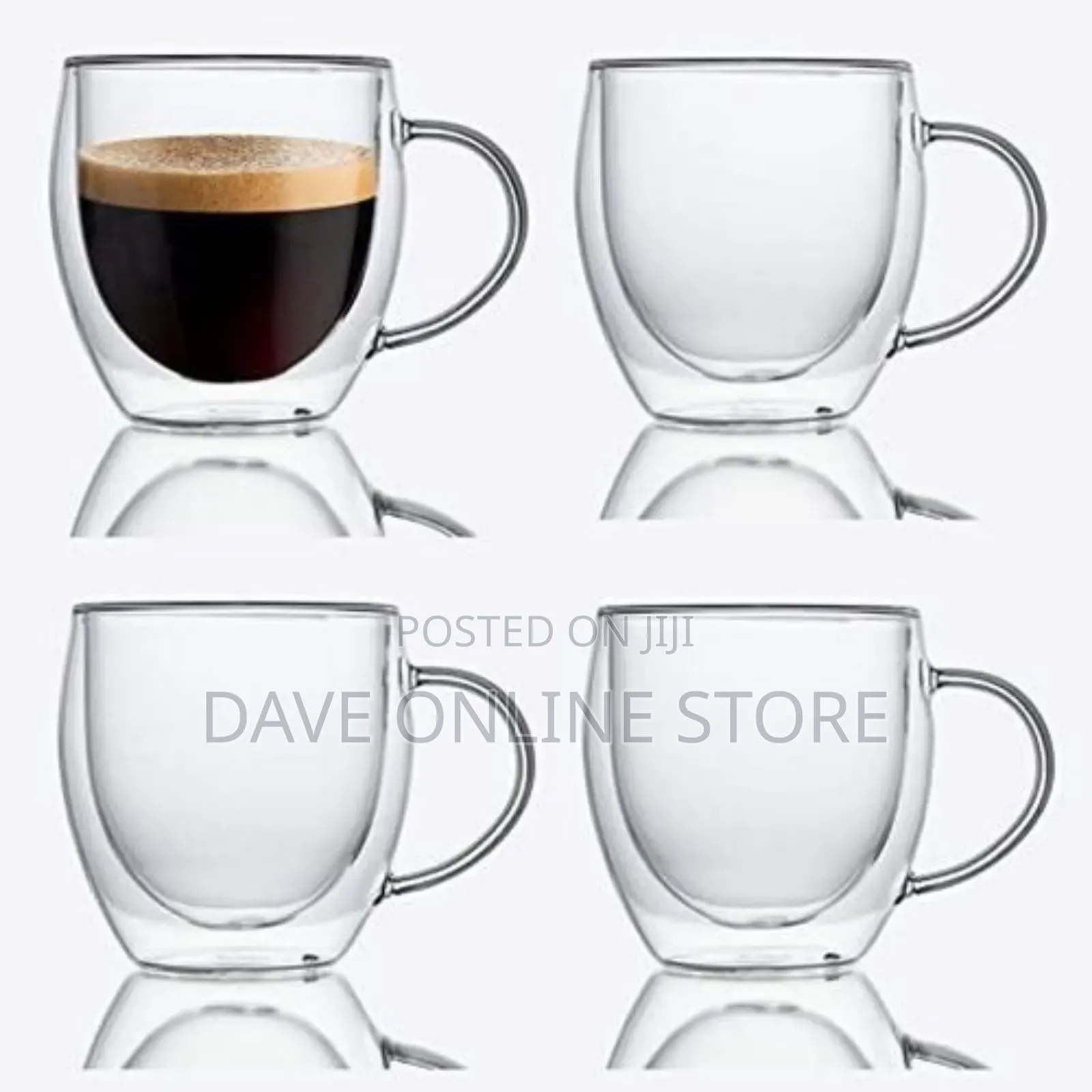 6 Piece Double Wall Glass Coffee Mugs Set , 8oz Tea Cups,