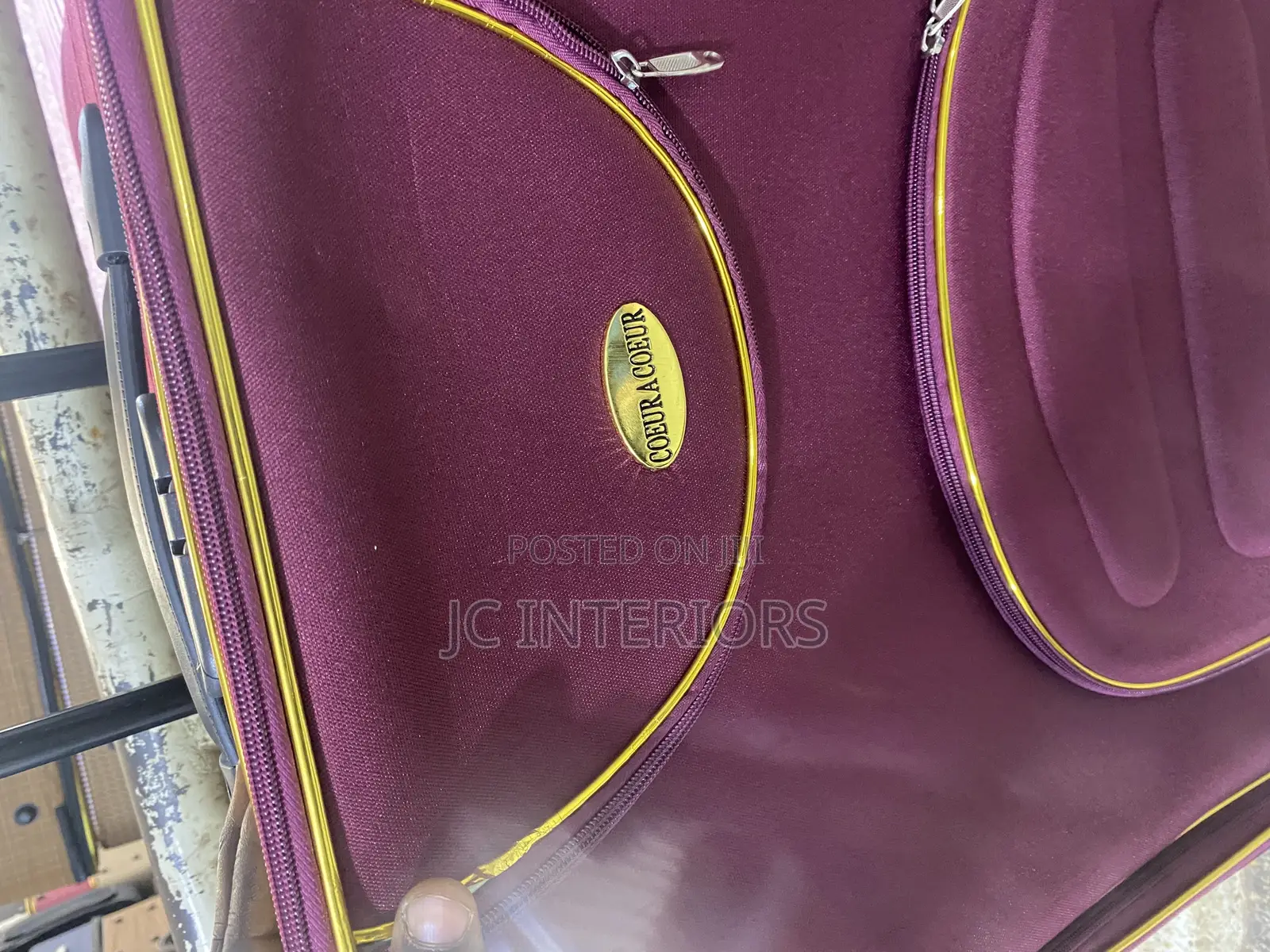 Maroon Cloth Suit Case