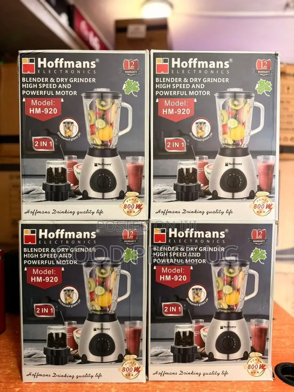 Hoffman 2n1 Blender Grinder With Glass Jar