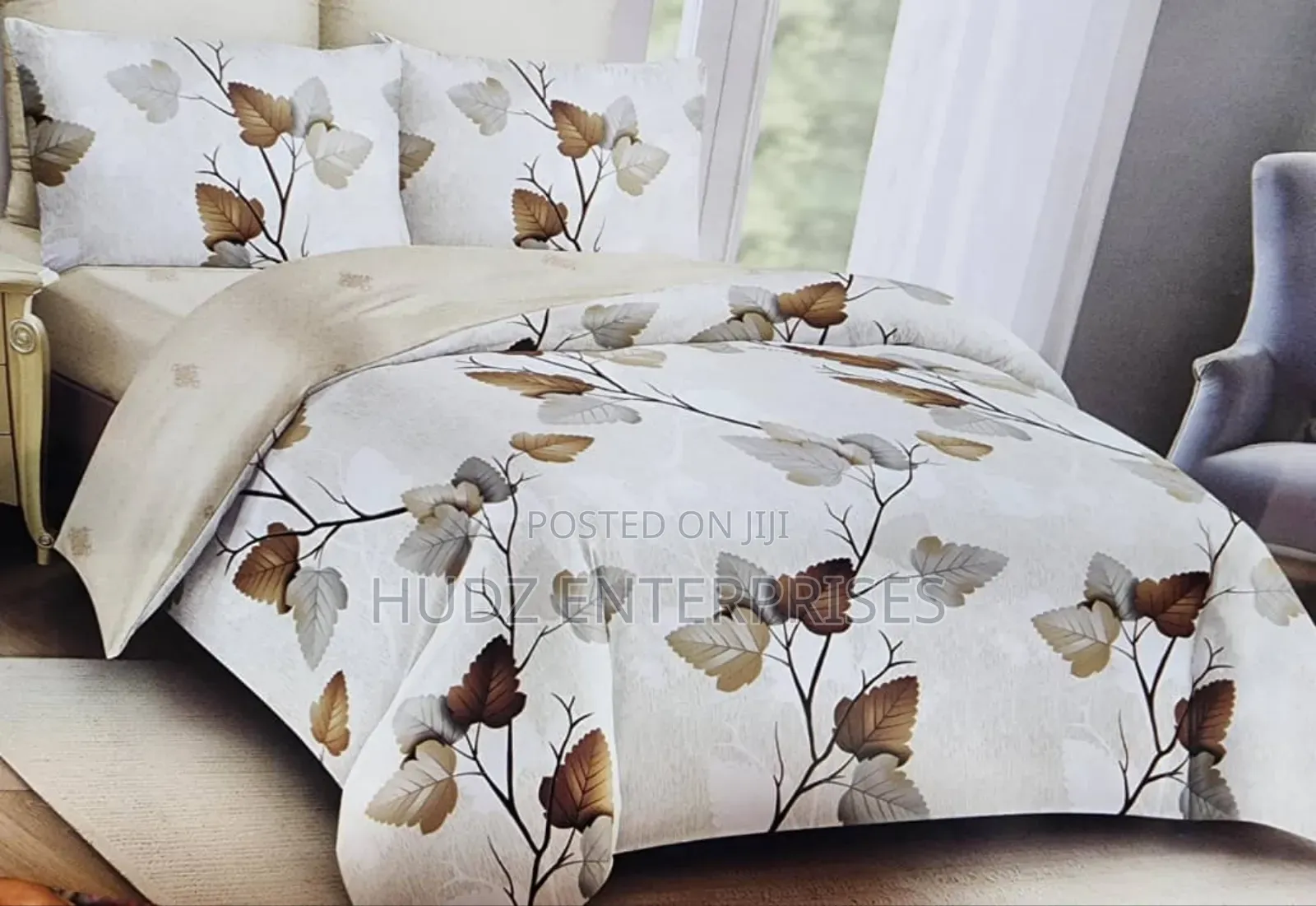 4pc Duvet 6x6 Brown Flowers