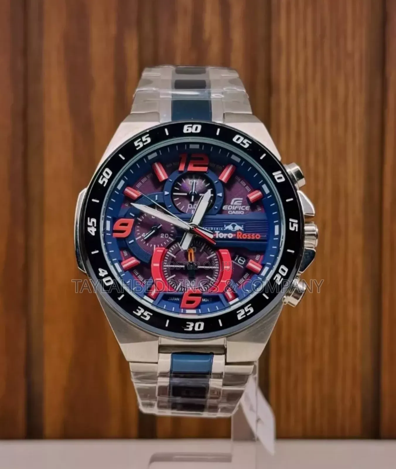 Casio Edifice Toro Rosso Blue Dial Stainless Steel Watch