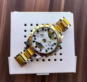Casio Edifice Gold Silver Tone White Dial Chronograph Watch