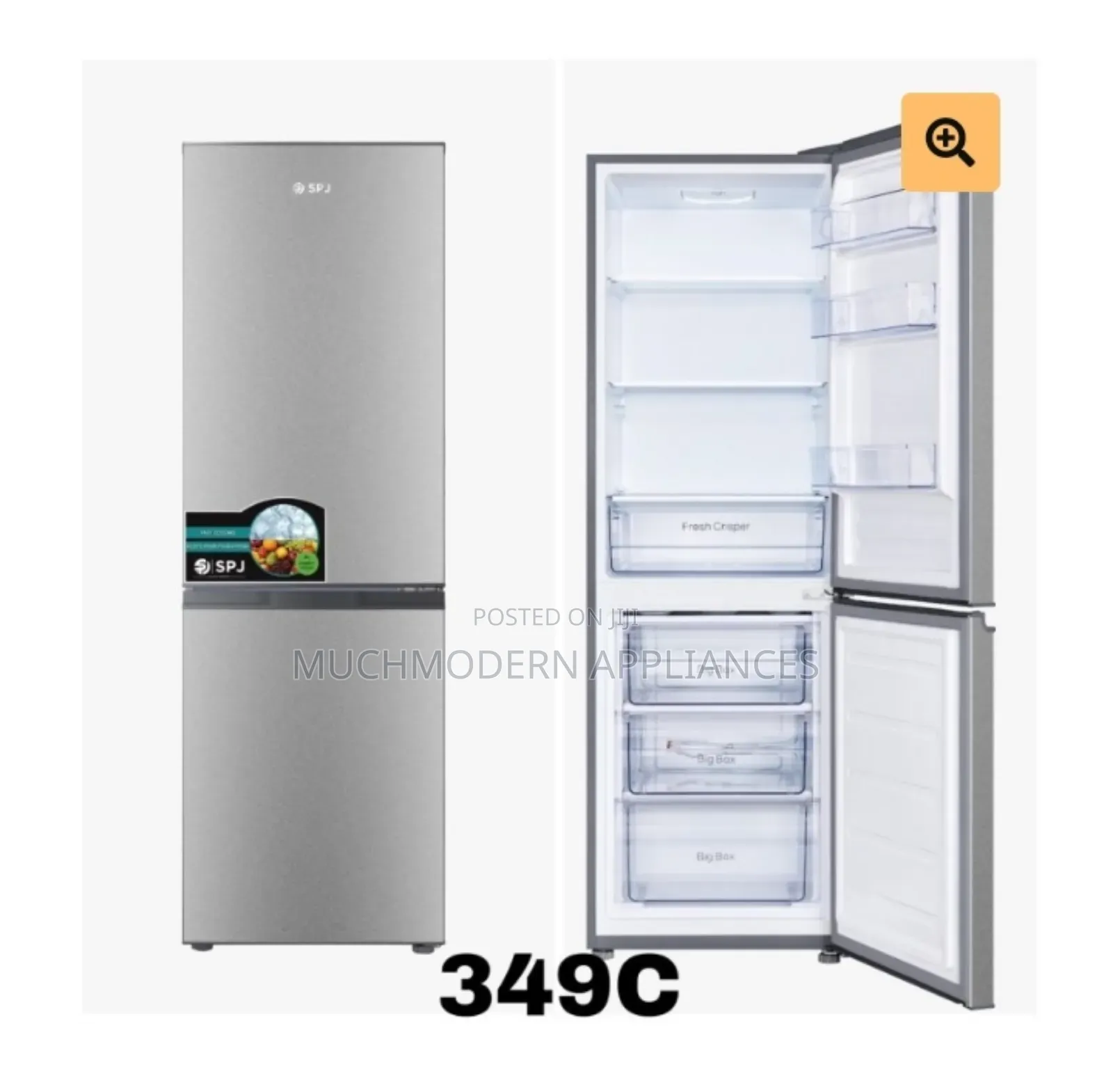 SPJ 349L 2-Door Bottom Freezer Refrigerator