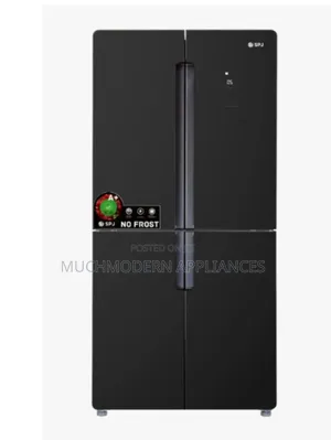 SPJ 559L 4-Door Frost Free Refrigerator, Black Glass