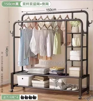 Clothes Storage Rack With Hanging Rail