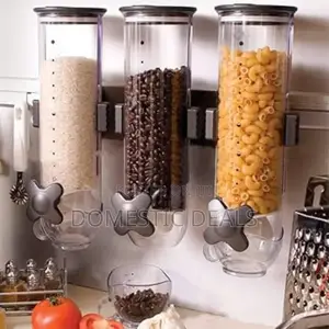 Cereal Dispenser Wall Mount, Triple Dry Food Dispenser