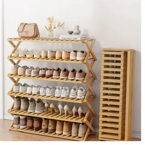 6 Tier Bamboo Foldable Shoe Storage Cabinet