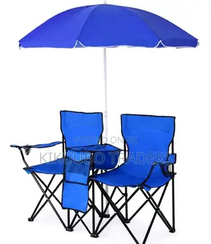 Set of 2 Camping Chairs With Umbrella