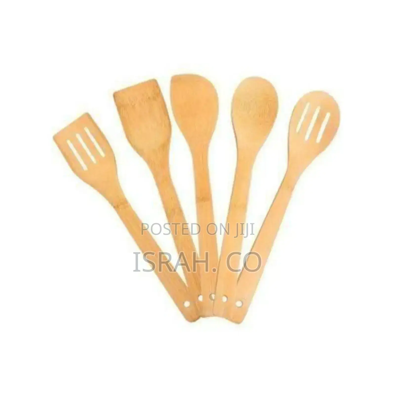 5 Pieces of Bamboo Cooking /Serving Spoon Utensils - Brown