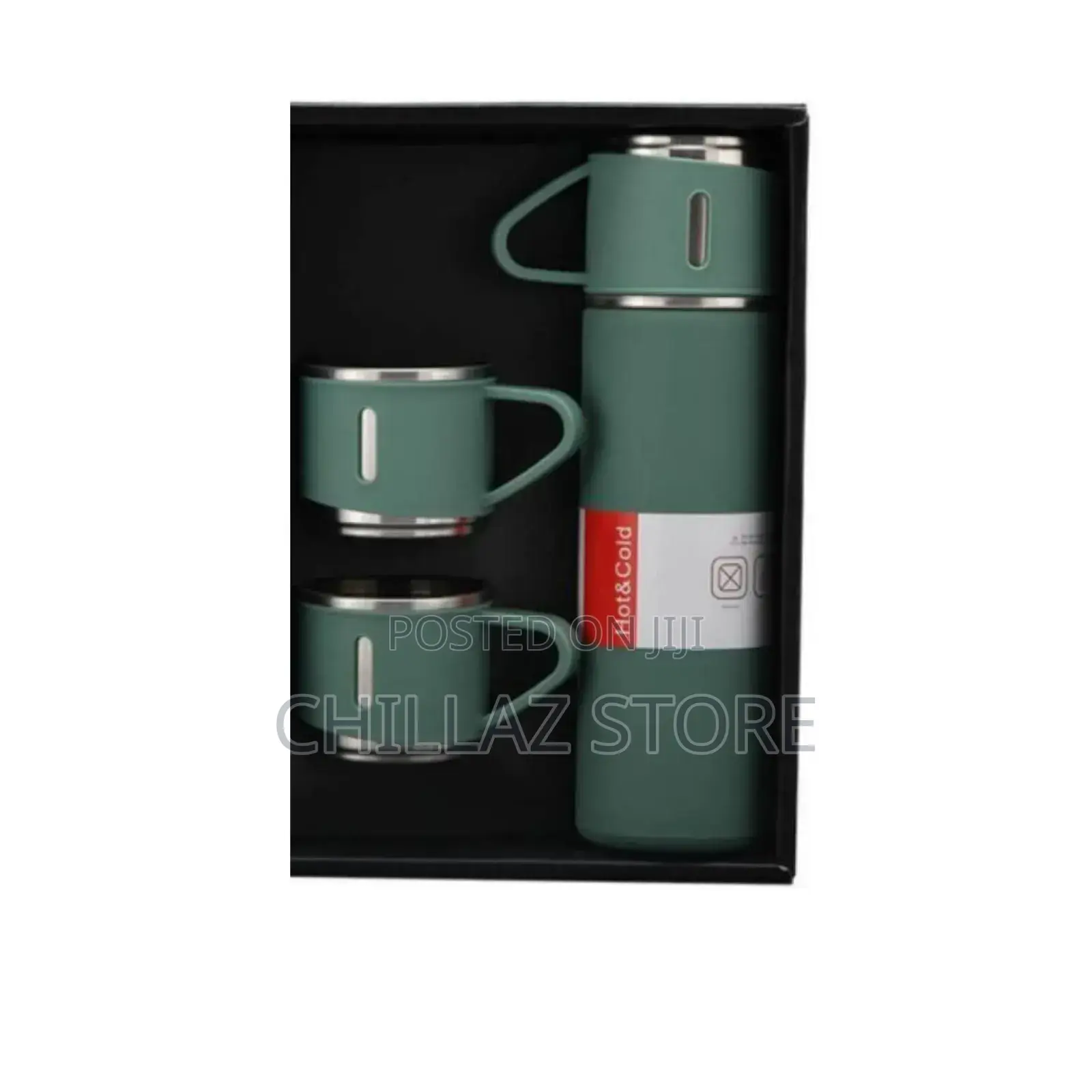 Stainless Steel Travel Gift Thermal Flask With 2 Cups.