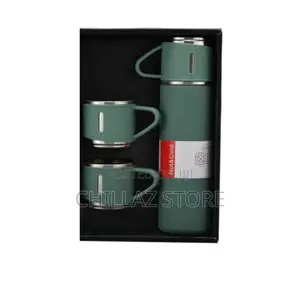 Stainless Steel Travel Gift Thermal Flask With 2 Cups.