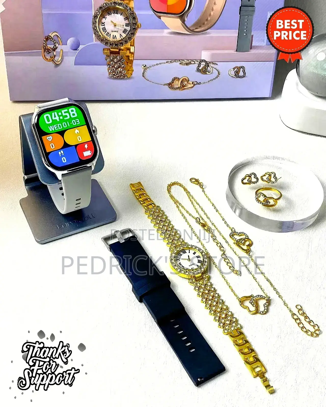Full Package Ladies Smart Watch With Jewellery