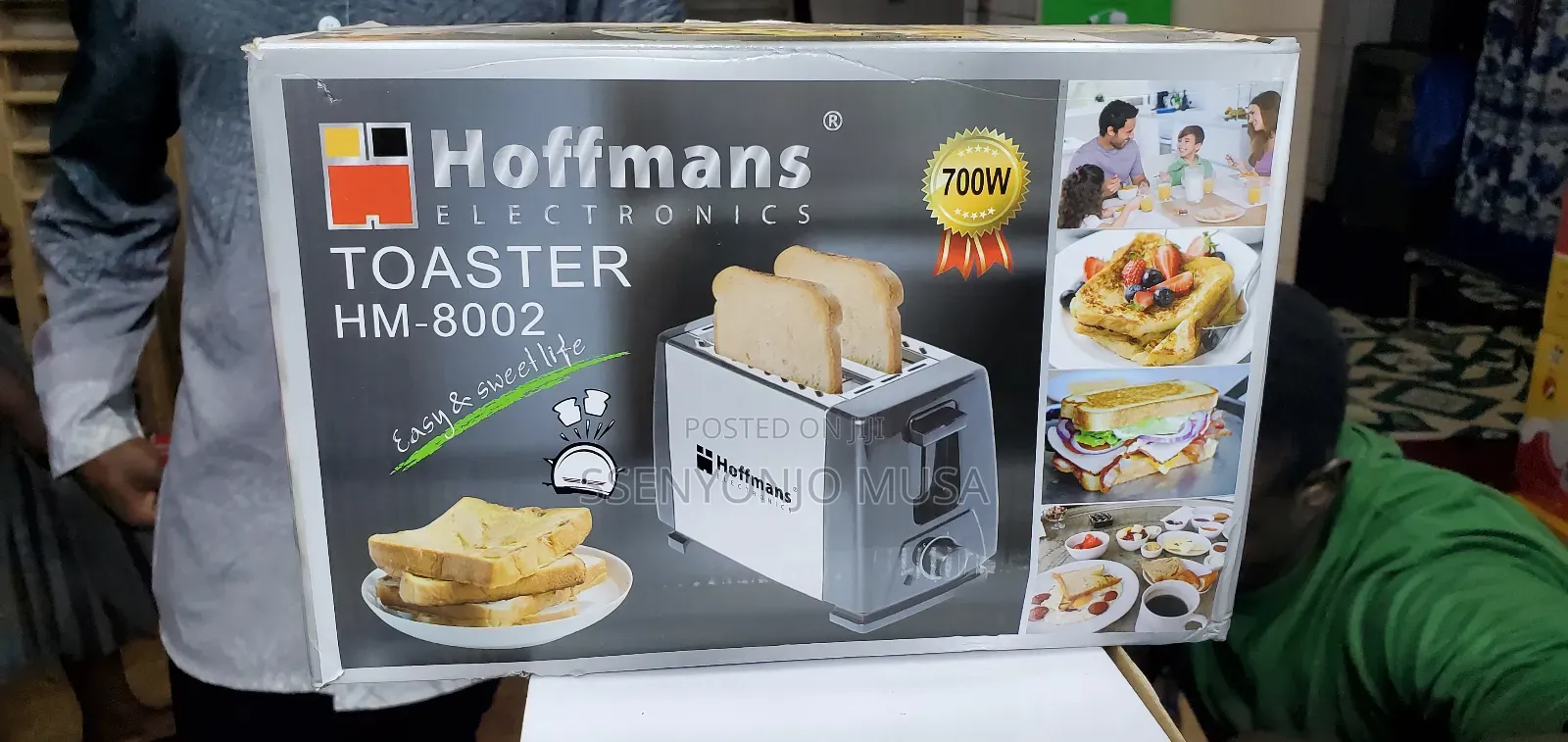 Hoffmans 2 Slice Electric Bread Toaster | 700w Silver Black