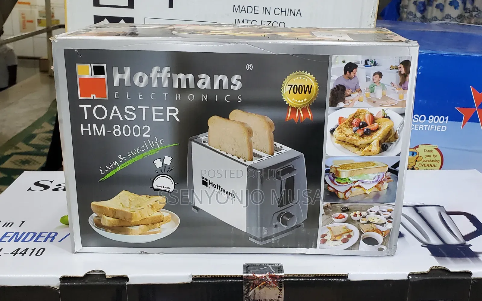 Hoffmans 2 Slice Electric Bread Toaster | 700w Silver Black