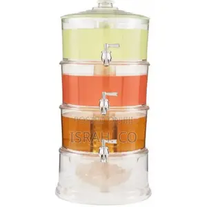 Acrylic 3-Tier Water, Juice Drink Dispenser With Ice Chamber