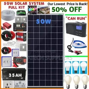 50W Solar Power System Full Kit / Maintenance Free Battery.