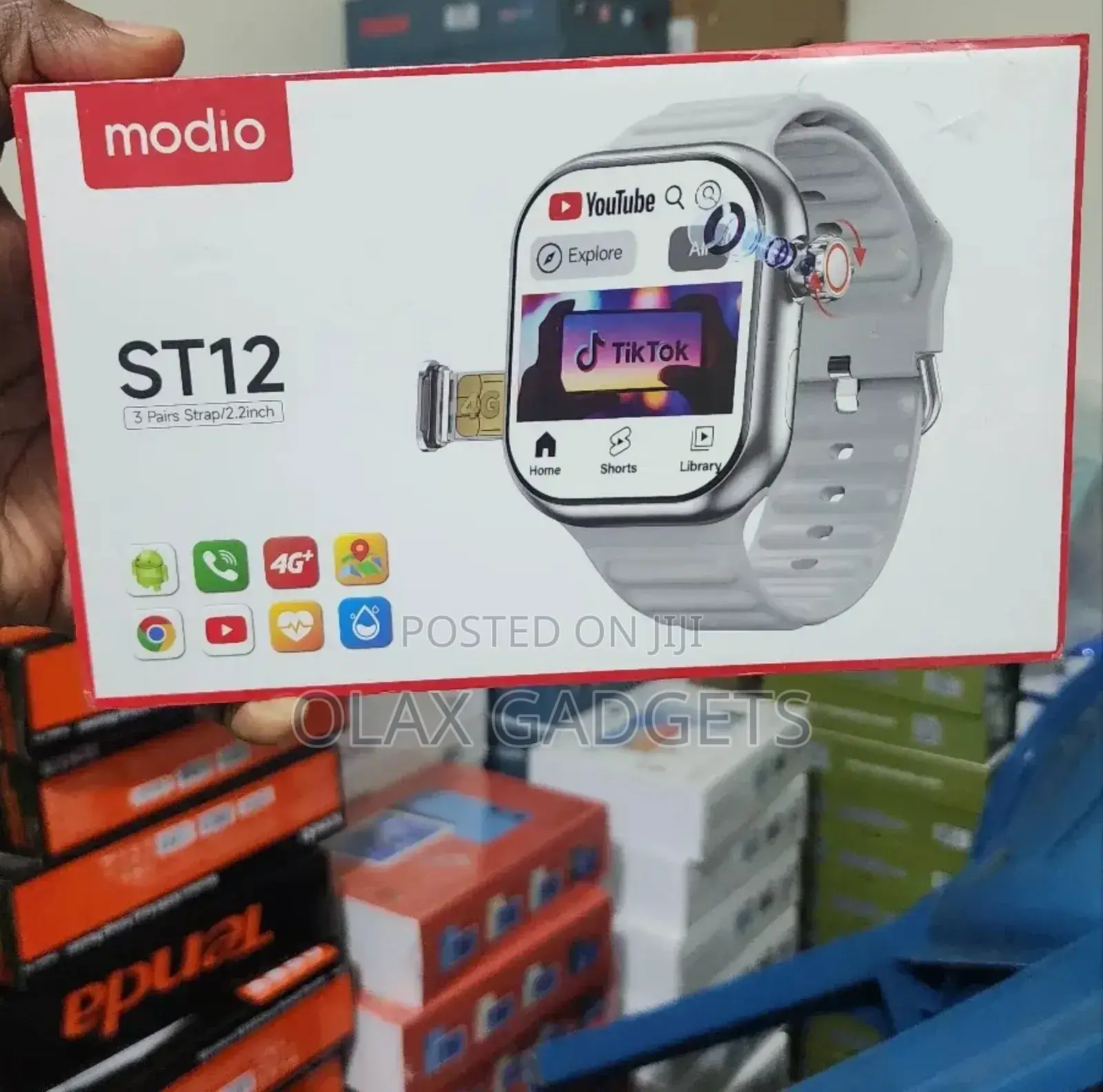 Modio ST12 4G Network 3 Pairs Strap/2.2 Inch Smartwatch 64gb