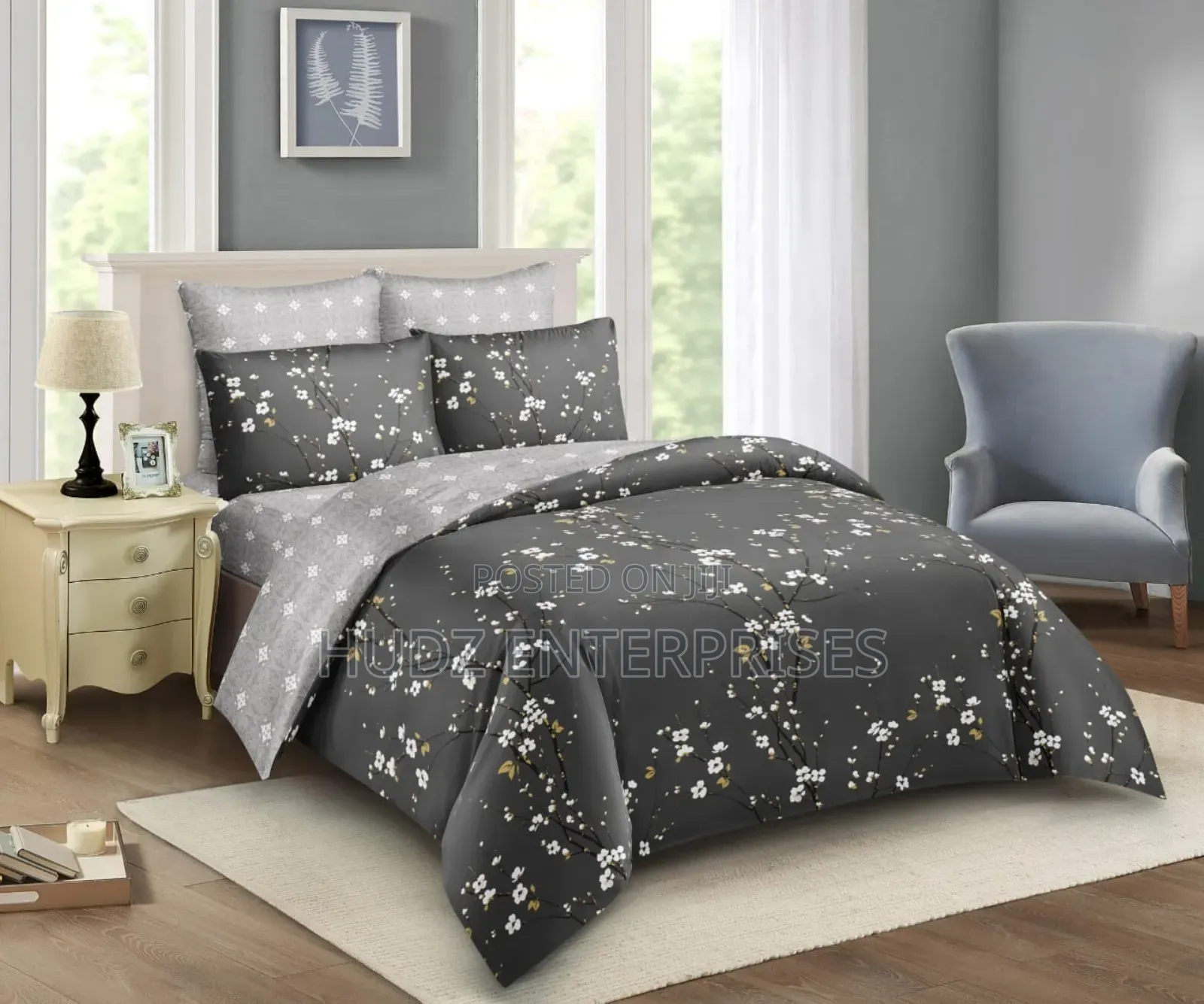 10pc Duvet King Size Doted Gray