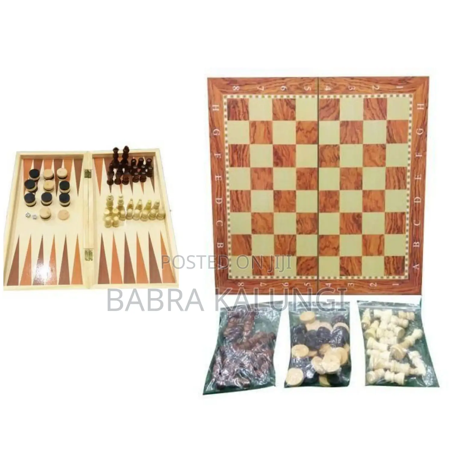 3 Games in 1 Chess, Checkers and Backgammon-Multicolor