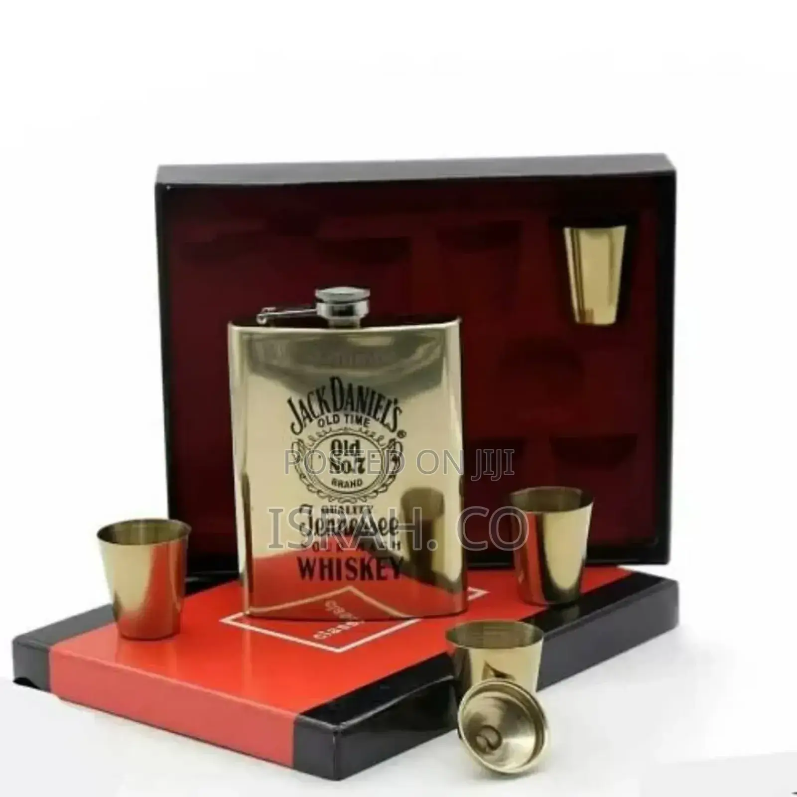 7oz Whisky Hip Flask Bottle With 4 Shot Cup Gift Set