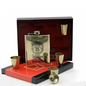 7oz Whisky Hip Flask Bottle With 4 Shot Cup Gift Set