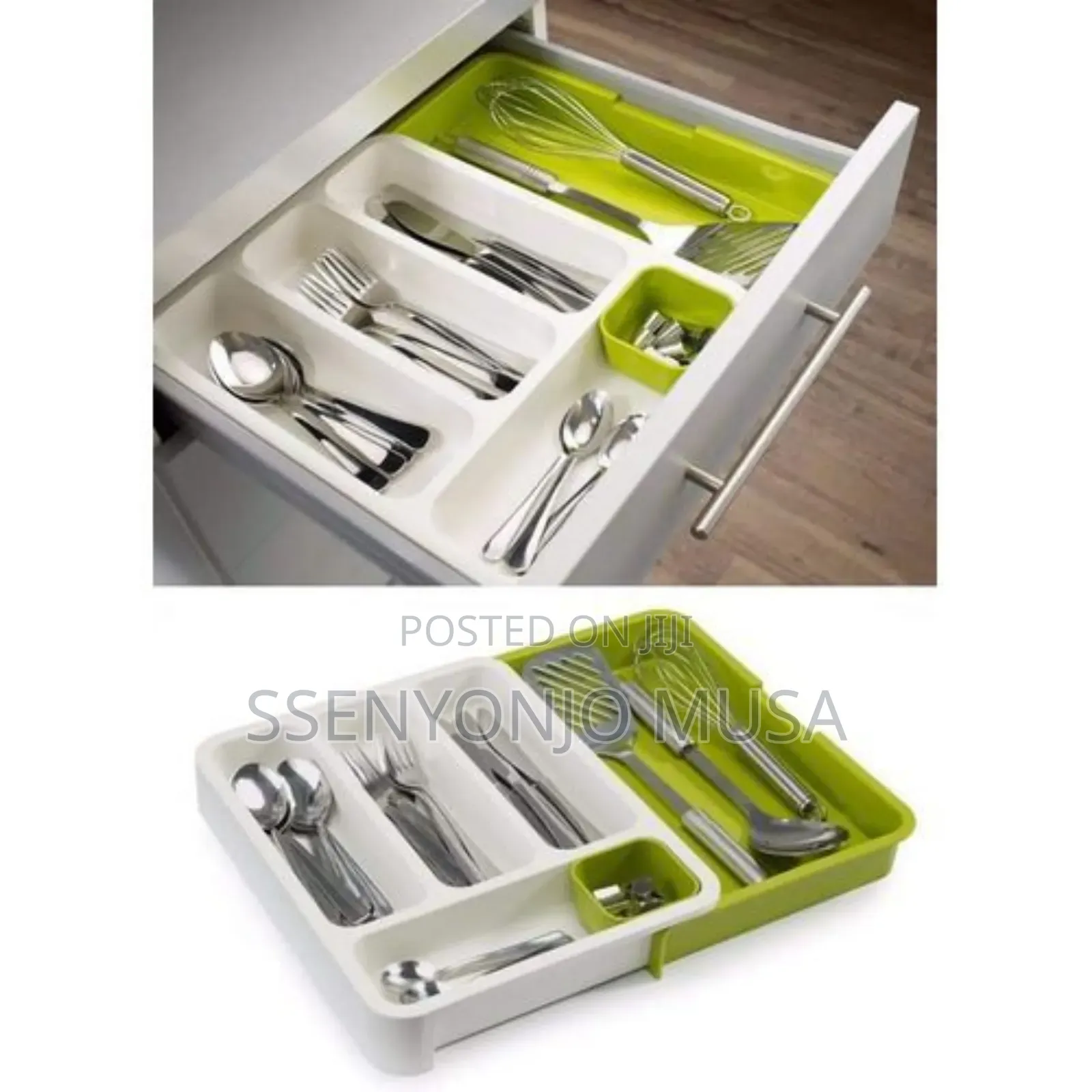 Expandable Cutlerytray Durable Drawer/Table Organizer,Green